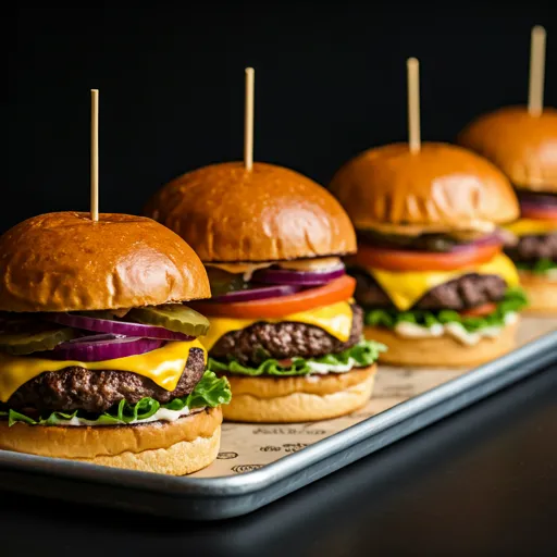トレイに並ぶ出来たてのスマッシュバーガー